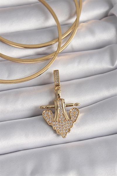 Pirinç Gold Renk Zirkon Taşlı Çapa Model Ajda Charm – PRT3500EB02663