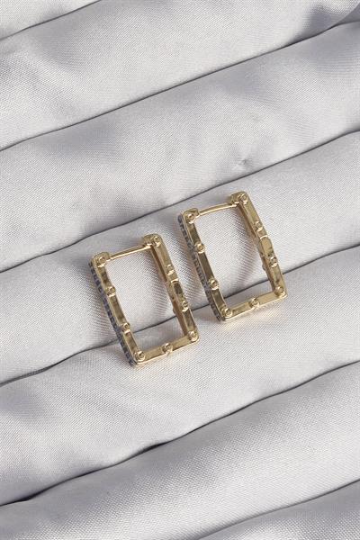 Pirinç Gold Renk Zirkon Taşlı Dikdörtgen Model Seranay Küpe – PRT3500EB01846