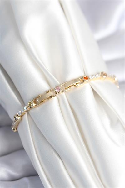 Pirinç Gold Renk Zirkon Taşlı Kadın Bileklik – PRT3500EB09102