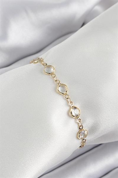 Pirinç Gold Renk Zirkon Taşlı Kadın Bileklik – PRT3500EB06459