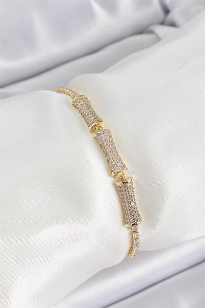 Pirinç Gold Renk Zirkon Taşlı Kemik Model Kadın Bileklik – PRT3500EB06697