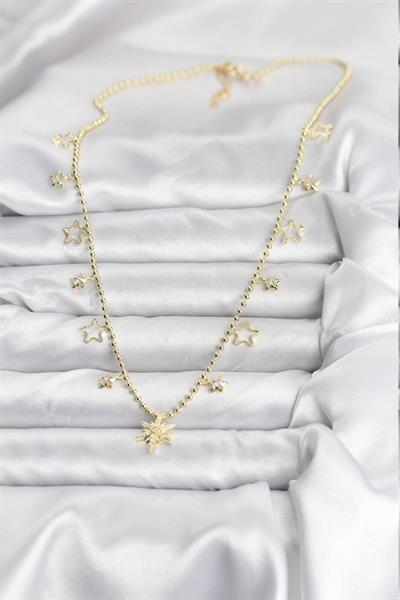 Pirinç Gold Renk Zirkon Taşlı Kutup Yıldızı Model Kadın Kolye – PRT3500EB09394