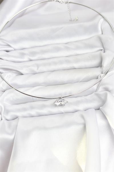 Pirinç Gümüş Renk Choker Model Zirkon Taşlı Kadın Kolye – PRT3500EB10010
