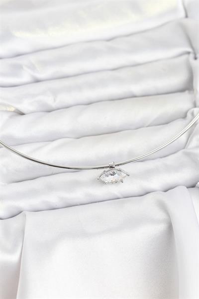 Pirinç Gümüş Renk Choker Model Zirkon Taşlı Kadın Kolye – PRT3500EB10010