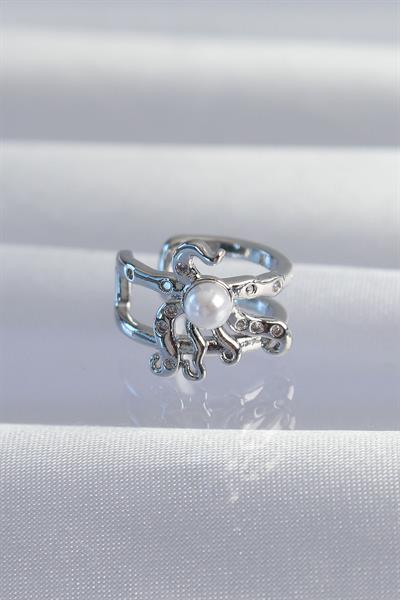 Pirinç Gümüş Renk İncili Ahtapot Earcuff Küpe – PRT3500EB02050