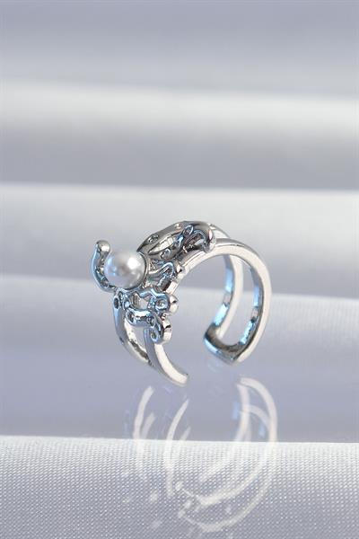 Pirinç Gümüş Renk İncili Ahtapot Earcuff Küpe – PRT3500EB02050