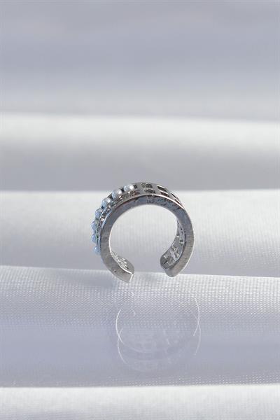 Pirinç Gümüş Renk İncili Baget Taşlı Earcuff Küpe – PRT3500EB02056