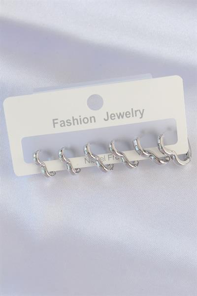 Pirinç Gümüş Renk Kalp Model Küpe Seti – PRT3500EB01541