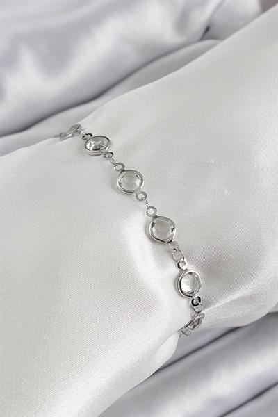 Pirinç Gümüş Renk Zirkon Taşlı Bileklik – PRT3500EB06458