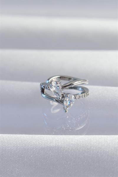 Pirinç Gümüş Renk Zirkon Taşlı Damla Earcuff Küpe – PRT3500EB02052