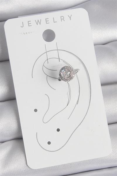 Pirinç Gümüş Renk Zirkon Taşlı Kadın Kıkırdak Model Küpe – PRT3500EB06042