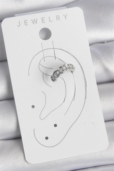 Pirinç Gümüş Renk Zirkon Taşlı Kıkırdak Model Kadın Küpe – PRT3500EB06033