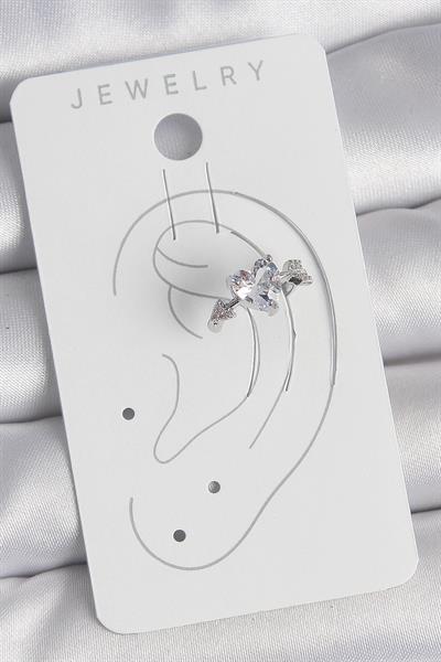 Pirinç Gümüş Renk Zirkon Taşlı Yıldız Model Kadın Kıkırdak Küpe – PRT3500EB06045