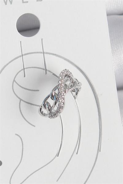 Pirinç Gümüş Renk Zirkon Taşlı Zincir Sonsuzluk Model Kadın Kıkırdak Küpe – PRT3500EB06036