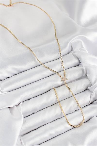 Pirinç Zirkon Taşlı Ezme Zincirli Deniz Yıldızı Model Gold Renk Y Kolye – PRT3500EB08346