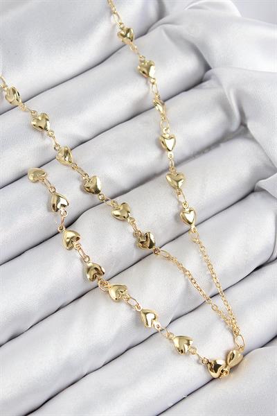 Pirinç Zirkon Taşlı Kalp Model Gold Renk Y Kolye – PRT3500EB08336