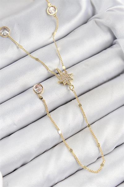 Pirinç Zirkon Taşlı Kutup Yıldızı Model Gold Renk Y Kolye – PRT3500EB08331