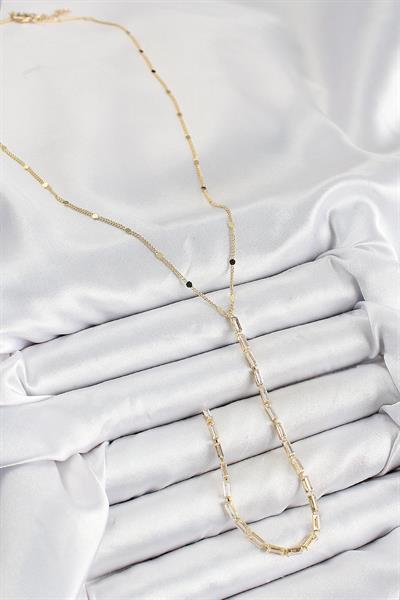 Pirinç Zirkon Taşlı Model Gold Renk Y Kolye – PRT3500EB08329