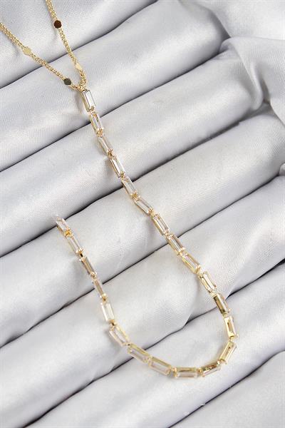 Pirinç Zirkon Taşlı Model Gold Renk Y Kolye – PRT3500EB08329