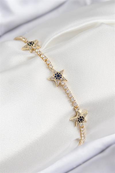 Pirinç Zirkon Taşlı Yıldız Model Gold Renk Kadın Bileklik – PRT3500EB08311