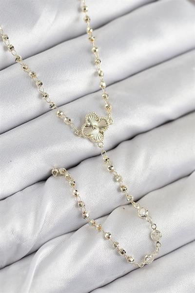 Pirinç Zirkon Taşlı Yonca Model Gold Renk Kadın Y Kolye - PRT3500EB08647