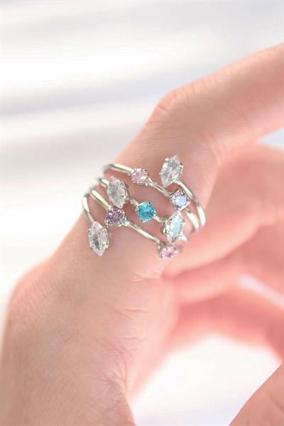 Renkli Zirkon Taşlı Silver Renk Ayarlanabilir Yüzük – PRT3500EB01329