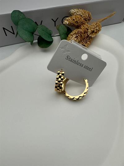 Rolex Çelik Küpe (Gold) Kp460-01