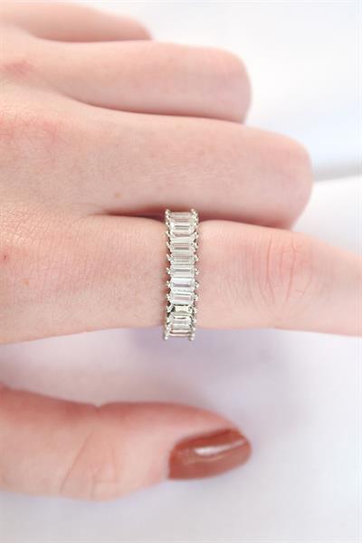 Sıralı Baget Taşlı Silver Renk Ayarlanabilir Yüzük – PRT3500EB01313