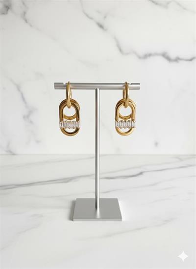 Taşlı Çelik Küpe (Gold) Kp459-01