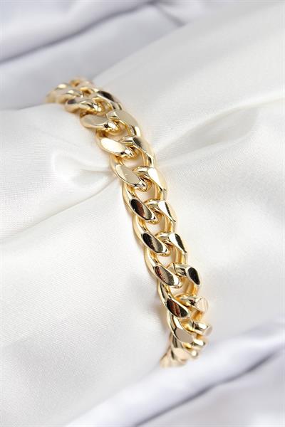 VIP Pirinç Zirkon Taşlı Klasik Zincir Model Gold Renk Kadın Bileklik – PRT3500EB08550