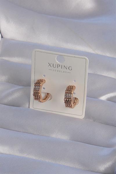 XUPİNG Rose Renk Zirkon Taşlı İşlemeli Halka Küpe - PRT3500EB02098