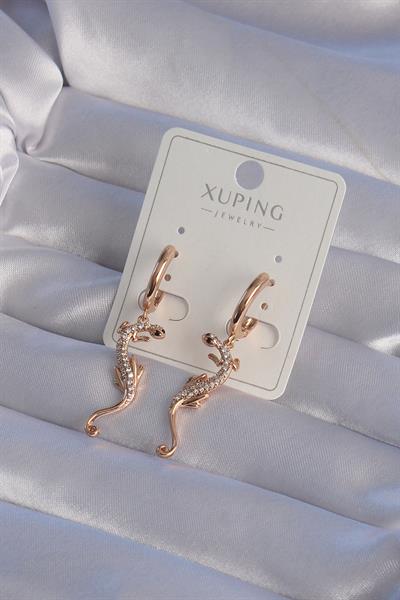 XUPİNG Rose Renk Zirkon Taşlı Kertenkele Model Halka Küpe – PRT3500EB02101