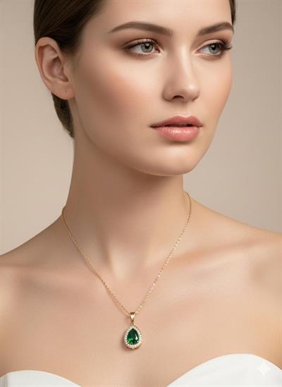 Yeşil Taşlı Pandora Çelik Kolye (Gold) 0106157