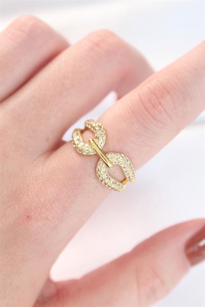 Zirkon Taşlı Gold Renk Ayarlanabilir Yüzük – PRT3500EB01312