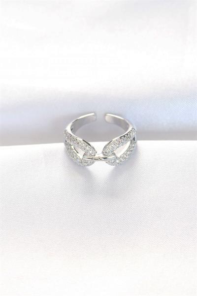 Zirkon Taşlı Silver Renk Ayarlanabilir Yüzük – PRT3500EB01311