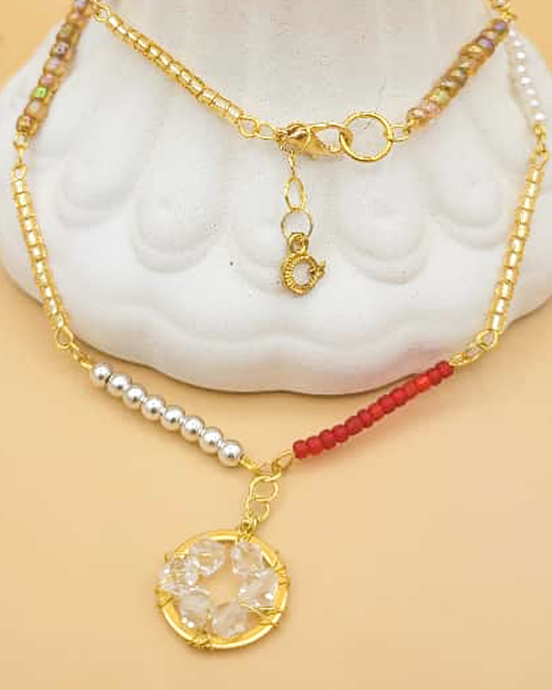 Kırmızı Boncuklu El Yapımı Kolye