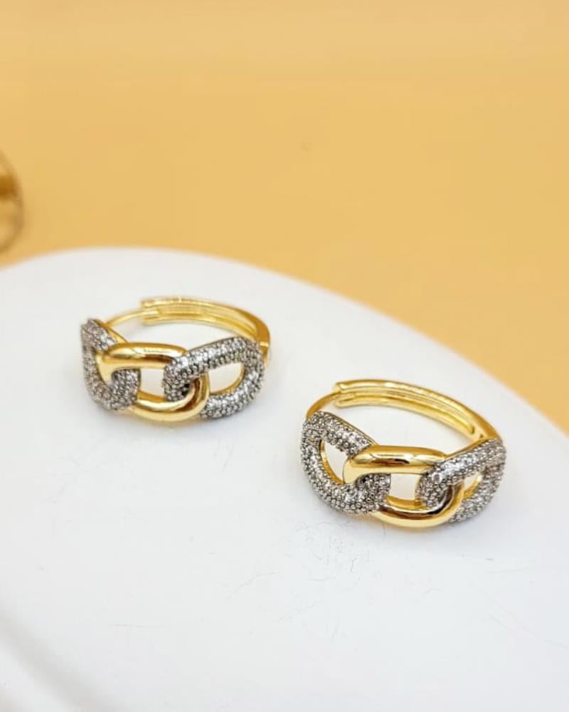 Chain Zirkon Taşlı Gold Zincir Küpe