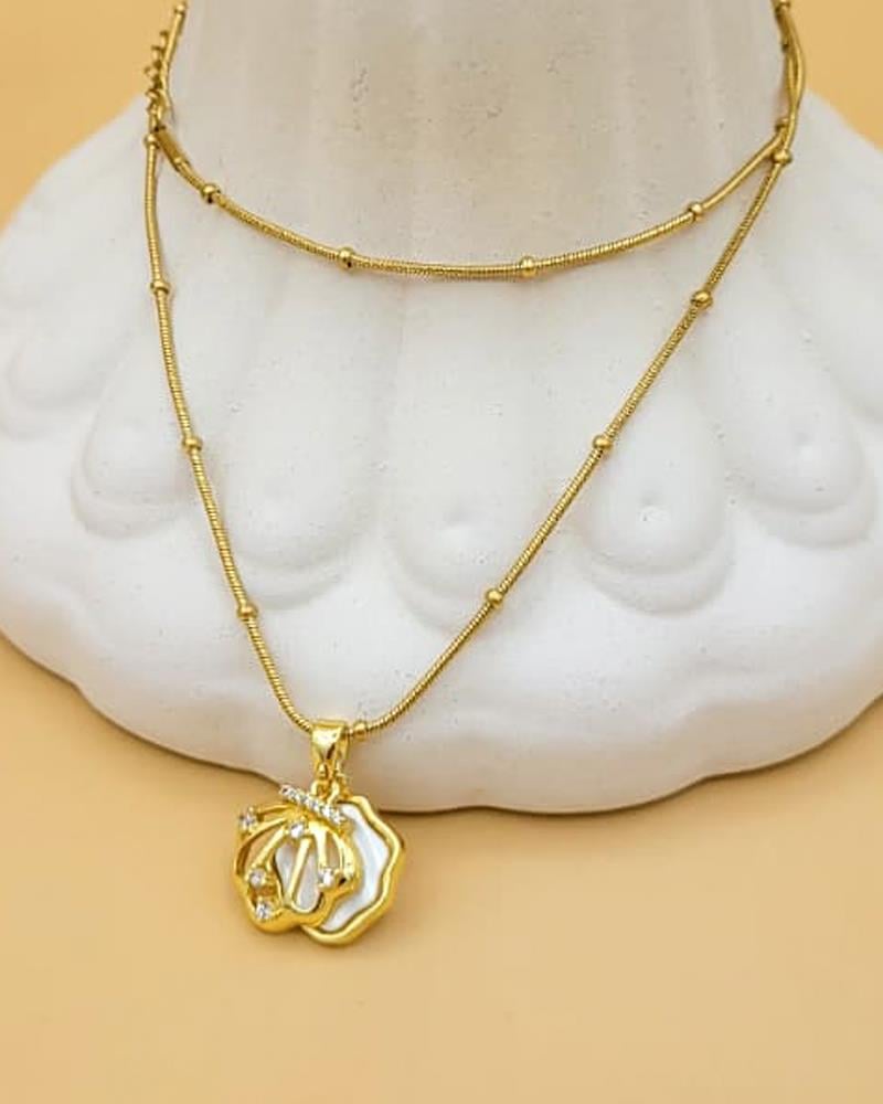 Gold Çelik Taşlı İstiridye Kolye