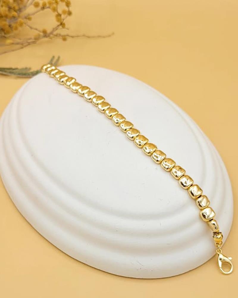 Gold Kare Kesim Çakıl Zincir Bileklik
