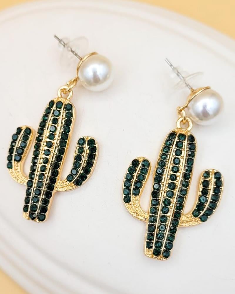 İncili Kaktüs Küpe