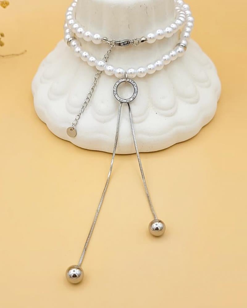 Işıltılı İnci Çelik Kolye