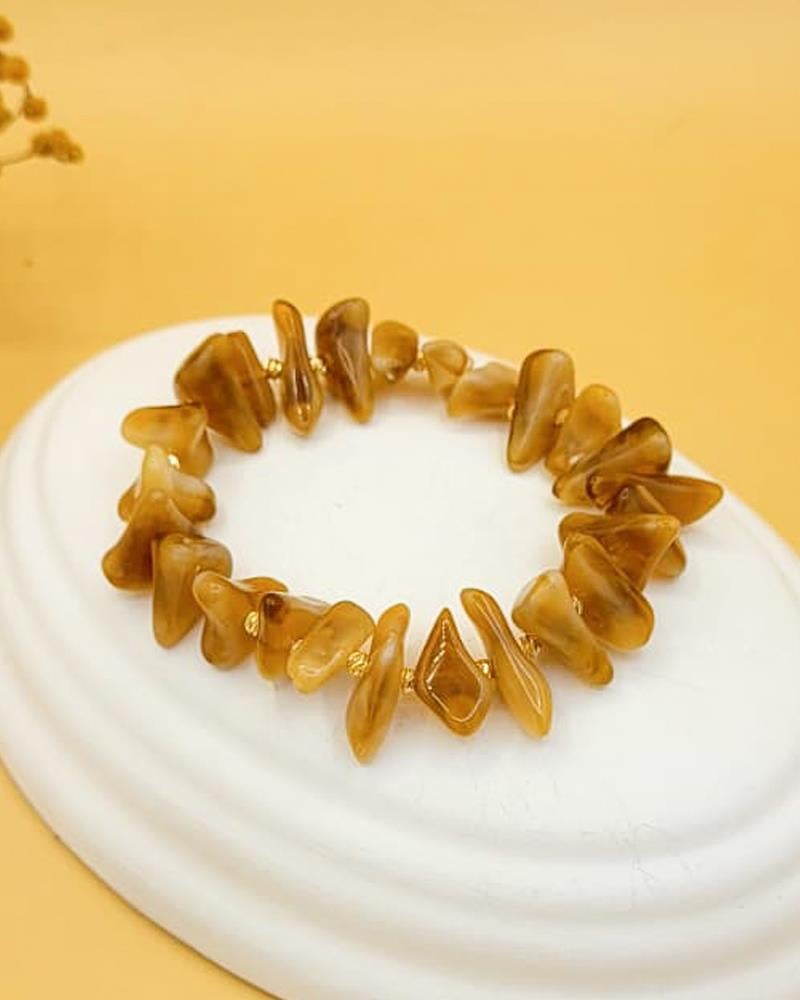 Karışık Geometrik Şekilli Karamel Akrilik Bileklik