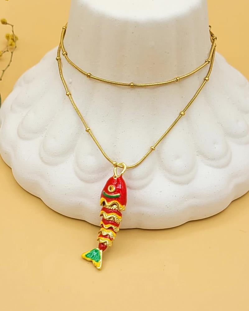 Kırmızı Gold Balık Şans Kolye