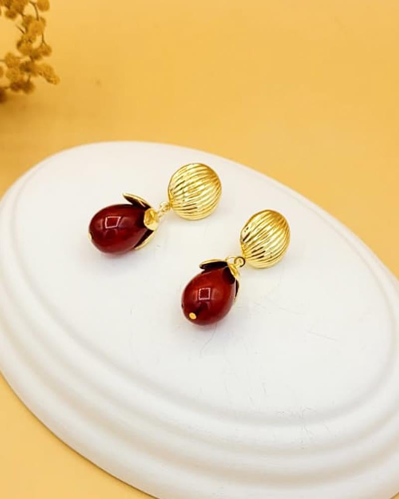 Kızıl Işıltılı Gold Küpe