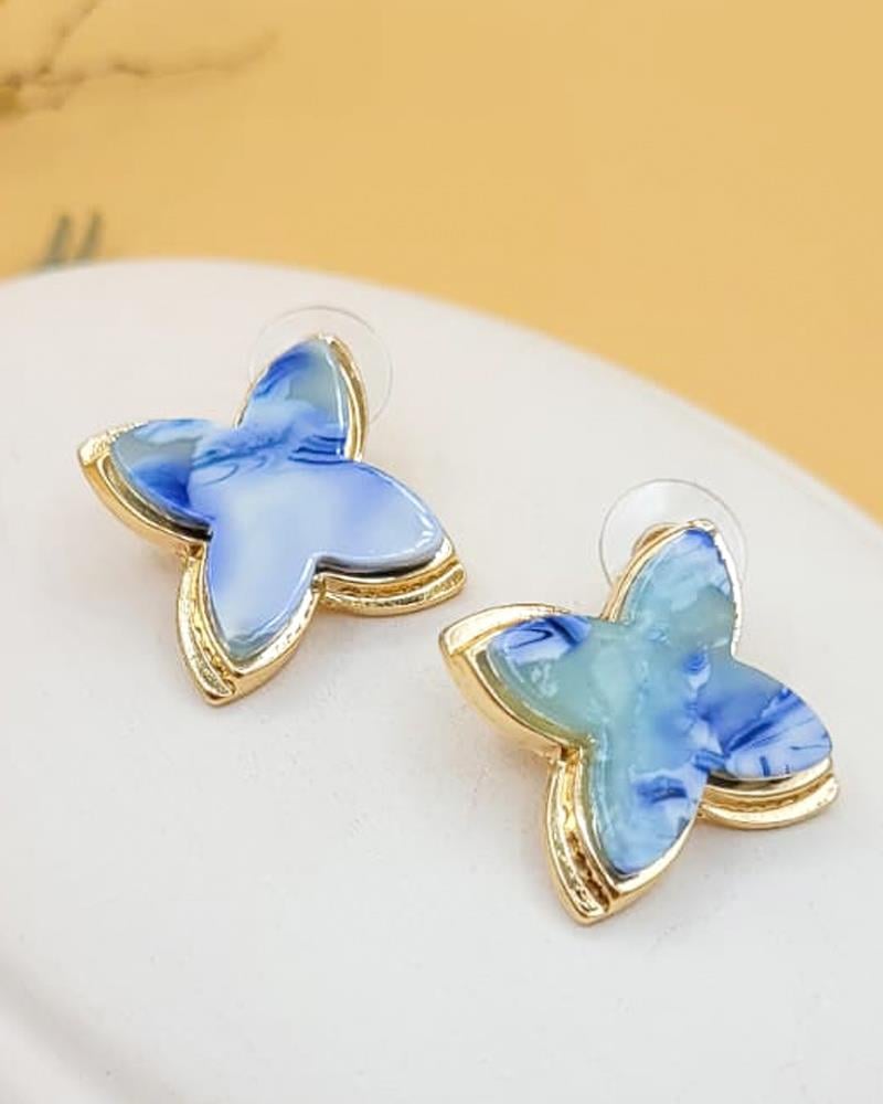 Mavi Kelebek Çiçeği Küpe