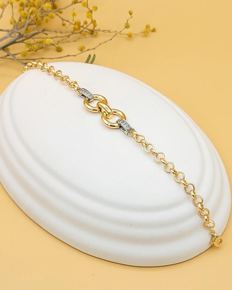 Silver Detaylı Gold Halkalı Bileklik