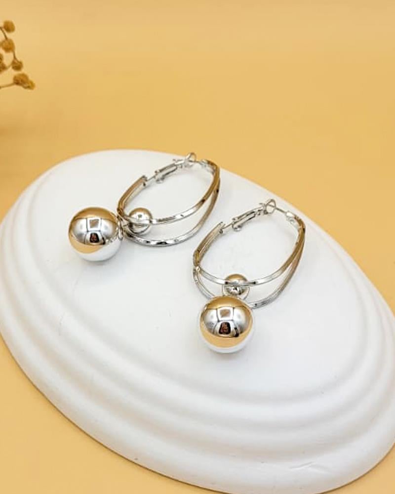Sphere İkili Halka Hafif Silver Küpe