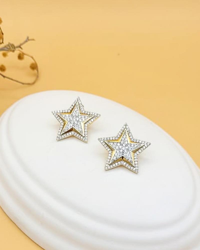 Stella Zirkon Taşlı Gold Yıldız Küpe