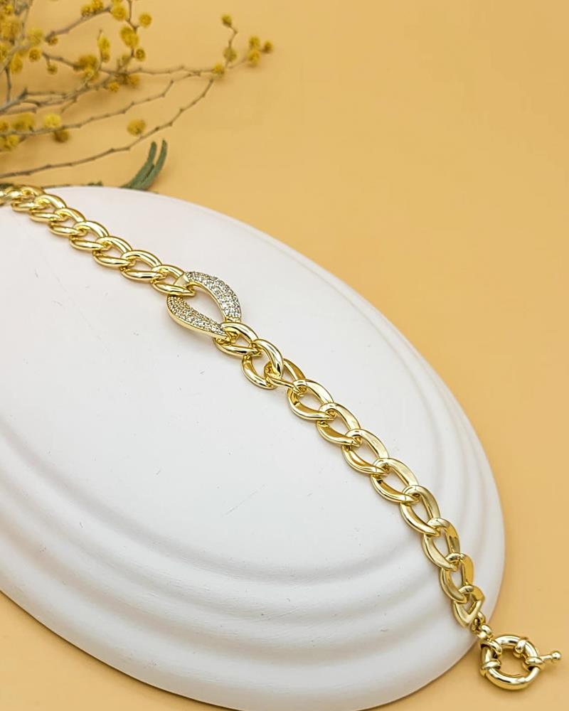 XUPING Zirkon Taşlı Halka Zincirli Gold Premium Bileklik