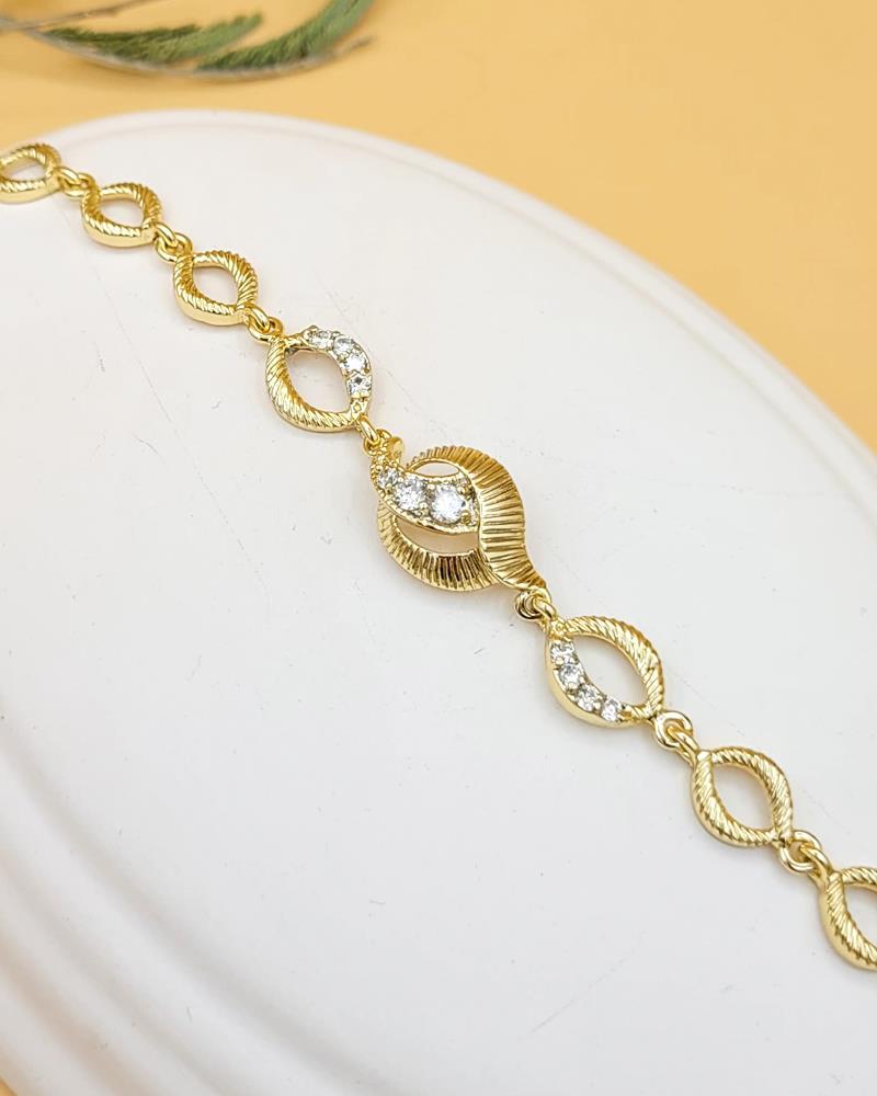 XUPING Zirkon Taşlı Oval Zincir Gold Premium Bileklik